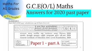 2020 O/L Maths past paper discussion in English medium | Paper 1 @Mathsforallgrades-withNavodha