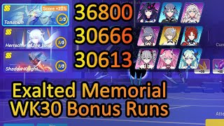 Tonatiuh ( 20%) 36800, HotV 30666, SK 30613 | Wk30 Exalted MA Bonus Runs Honkai Impact 3