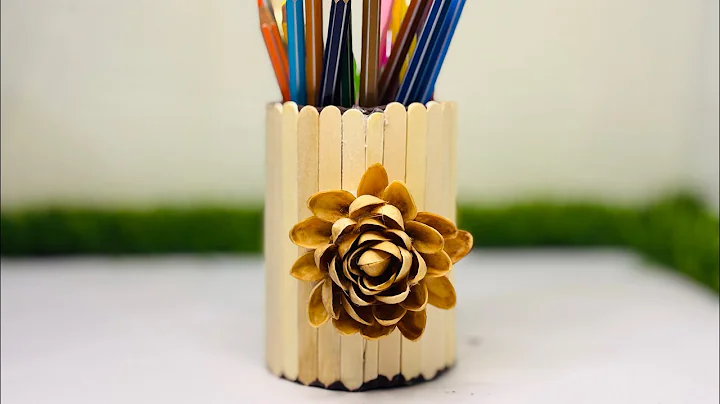 Diy Pista Shell Pen Holder |  Pen stand using ice cream sticks | felacia