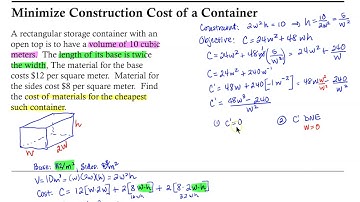 Optimization: Minimize the Construction Cost of a Container