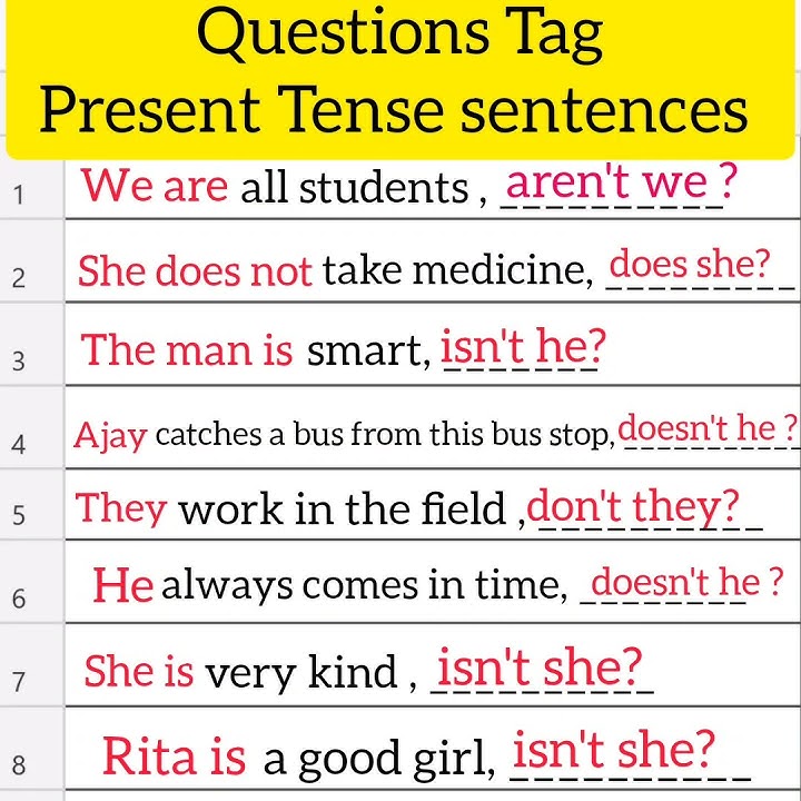 question tag - PRESENT TENSE