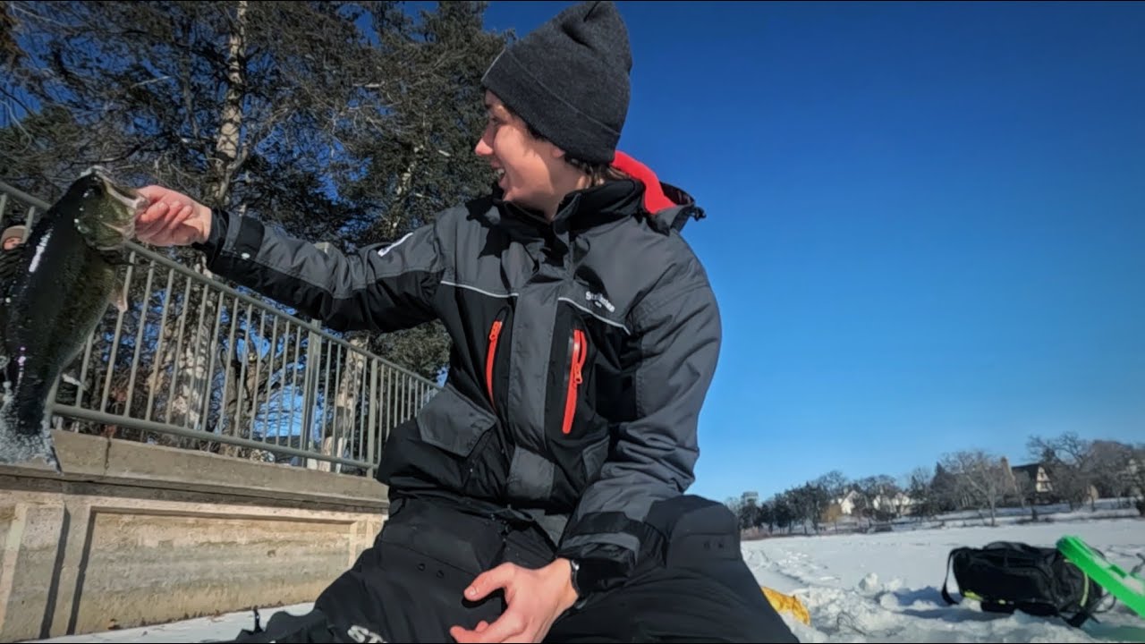 Bass Fishing ON THE ICE