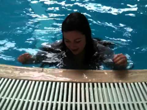 Girl thrown in pool on last day of work fully clothed!