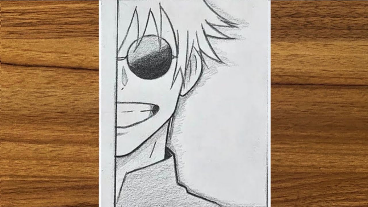 Easy half face anime drawing with pencil || Step by Step || tutorial || world of crazy art ||