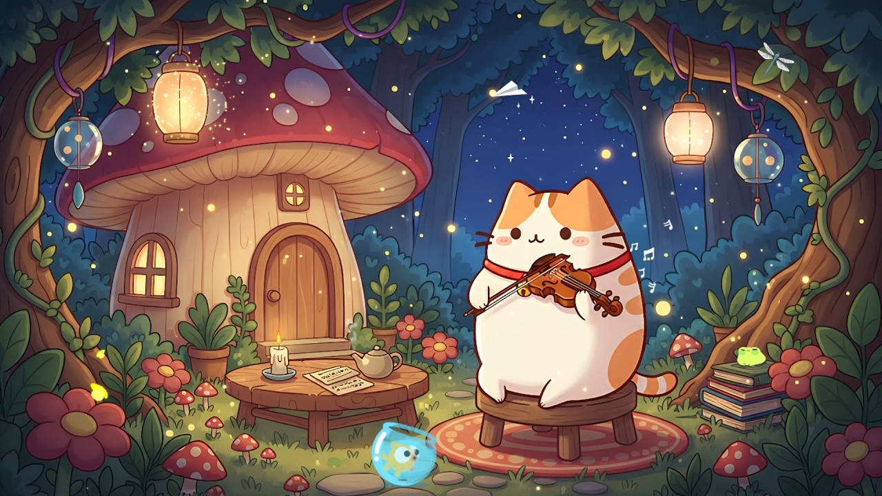 Violin under Mushroom House 🎻 Magical Forest Lofi 🍄 Relaxing Music for Sleep