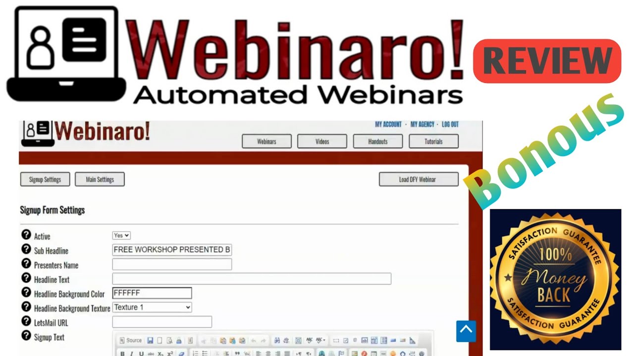 Webinaro Automated webinars Review 100% Really appreciate for promoting business