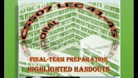 CS507 Oral Highlighted Handouts Final term preparation Lec41-45