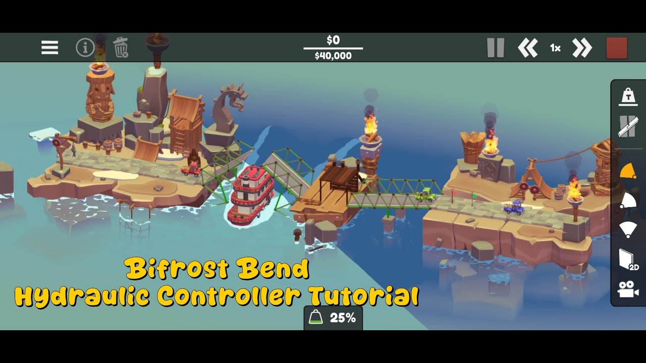 Poly Bridge 3 - Bifrost Bend - Hydraulics Controller Tutorial