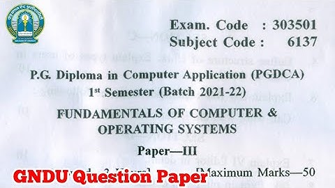 Gndu PGDCA 1st Semester Fundamentals of Computer & Operating Systems Question Paper
