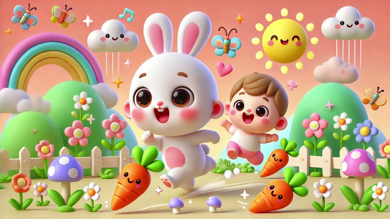 🥕🐰 Baby Bunny Carrot Chase Adventure! 🏃‍♂️🌈 Funny Bunny Race 🎶👶 | Cute Baby Rabbit Runs Fast
