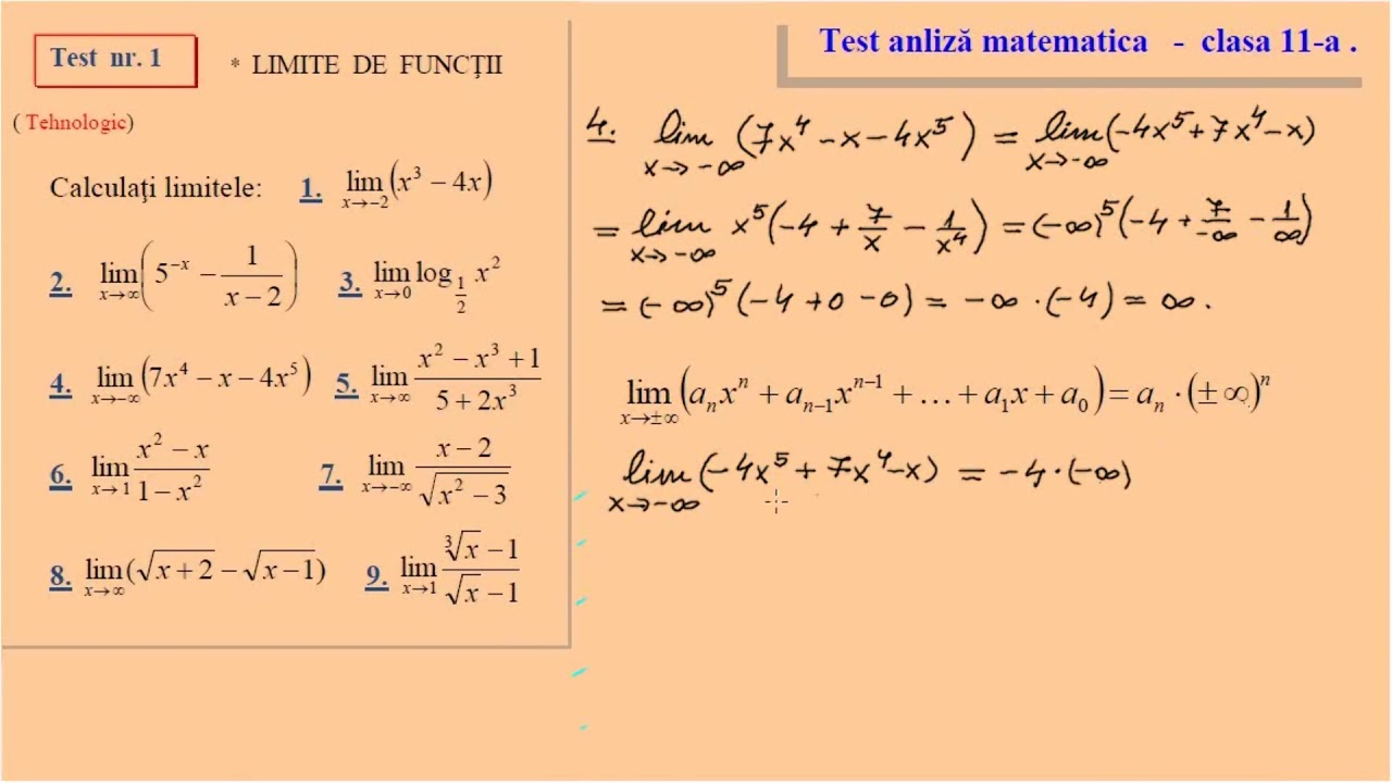 Test 1 Analiza Matematica Clasa A Xi A Tehnologic Youtube