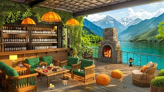 Fresh June Summer Morning at Outdoor Coffee Shop Ambience 🌥️ Smooth Instrumental Jazz Music for Work