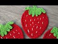 Crochet Strawberry Coaster