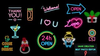 Neon Shapes And Text Pngs Pack Free Download Zip file (By Umar Creation) screenshot 4