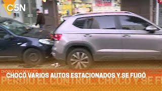 Chocó Varios Autos Estacionados Y Se Fugó