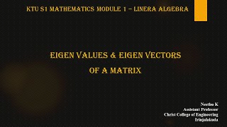 Eigen values & Eigen vectors of a matrix  #S4 Minor and Honour- Machine Learning
