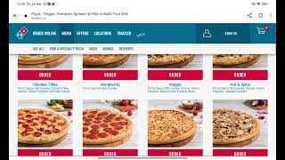 Dominos Pizza Menu
