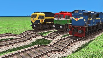 3 TRAINS RUNNING ON RISKY RAILWAY TRACKS | Most Dangerous Train Tracks - Train Simulator #railroad