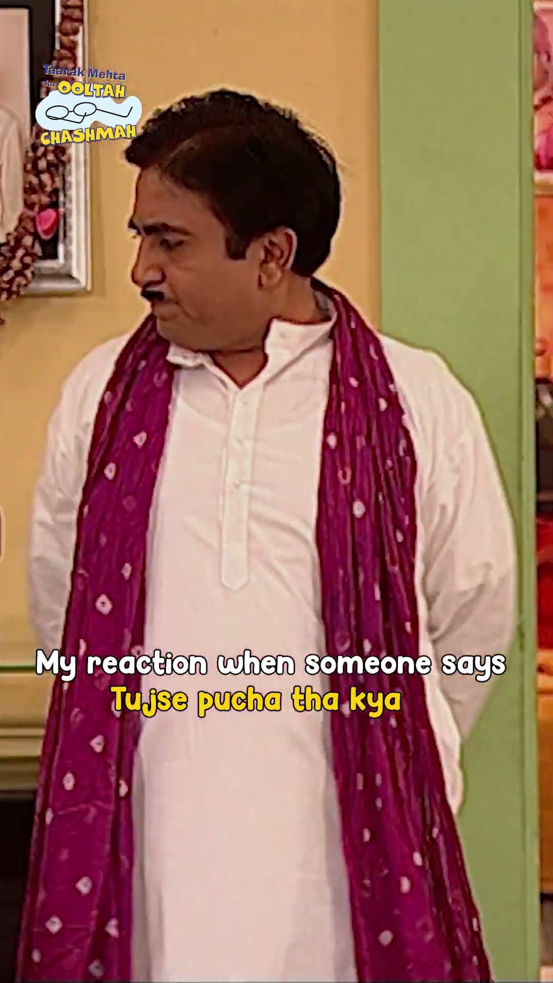 My reaction when someone says Tujse pucha tha kya!  #tmkoc #reels #shorts #comedy #trending #holi