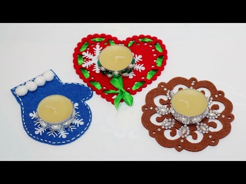 Новогодние подсвечники из фетра. Простой мастер-класс