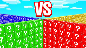GREEN vs. RED vs. YELLOW Lucky Block Wall Challenge! (Minecraft)
