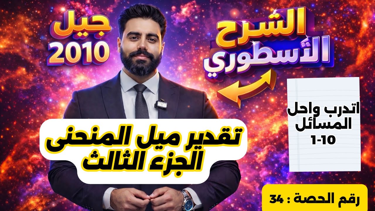 ( 34) تقدير ميل المنحنى (3)  -وحدة المشتقات - رياضيات العاشر - الاستاذ باسل الصرايره 