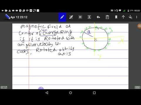 Magnetic field due to rotation of a charged ring - YouTube