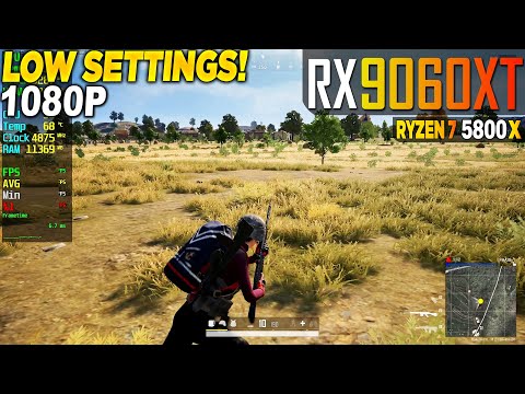 PUBG RX 9060 XT + Ryzen 7 5800x - 1080p Very Low, - YouTube