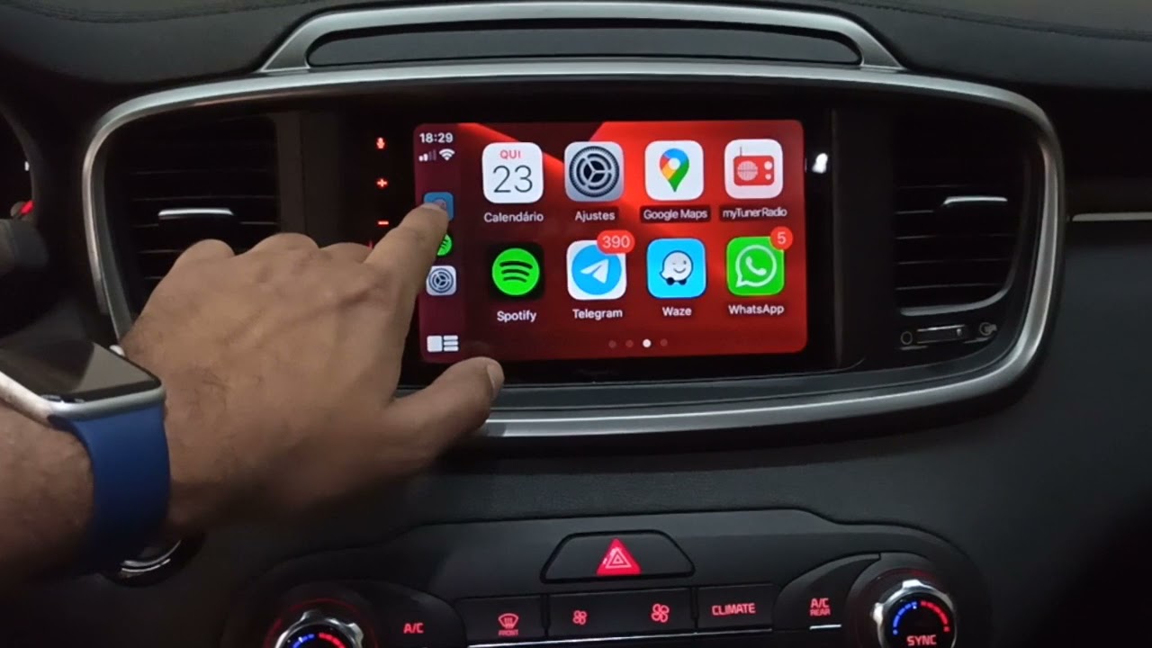Kia Sorento 2018 - Central 8'' CarPlay e Android Auto + Integração comando Ar - ArtsomAuto