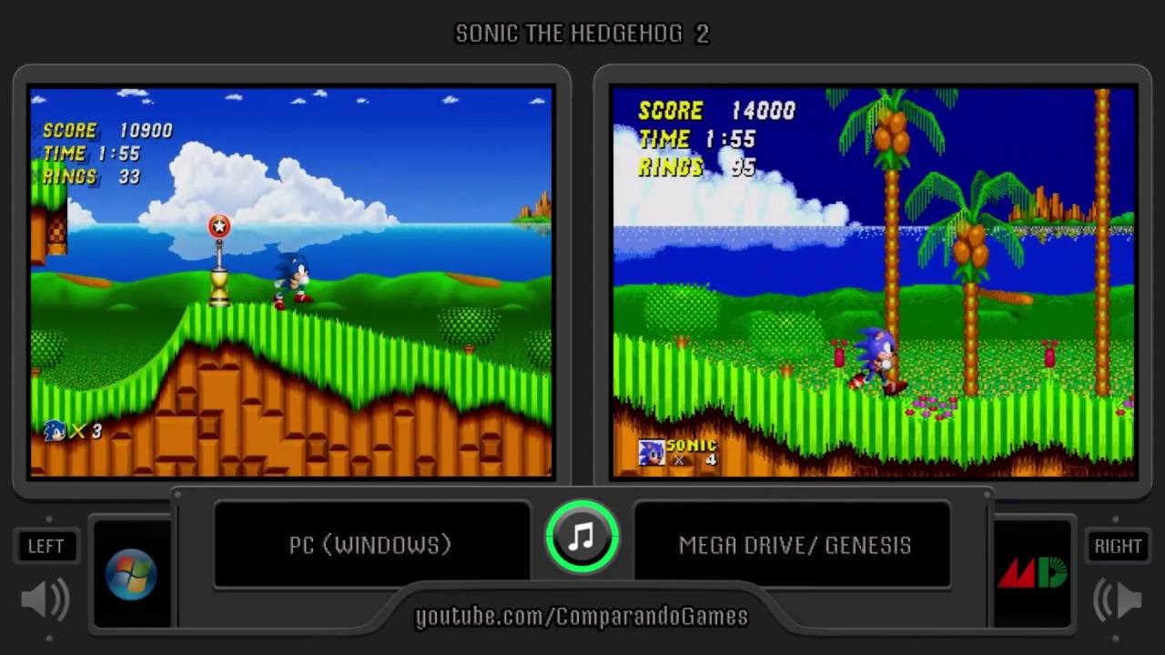 Sonic the Hedgehog 2 (Master System vs Sega Genesis) Side by Side