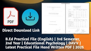 B.Ed Practical File (English) | 3rd Sem & 2nd Year | Educational Psychology | DAVV | PDF | 2025
