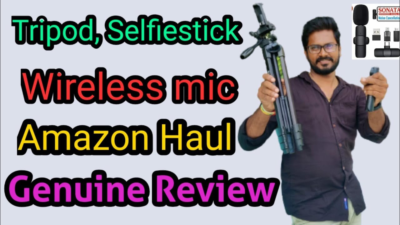Wireless mic , Tripod & Selfie stick Unboxing //Amazon haul Genuine review