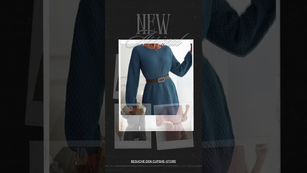 CUPSHE Strickkleid Rundhals Grobstrick Pulloverkleid Winterpullover Strickpulli Sweater Mini Dress