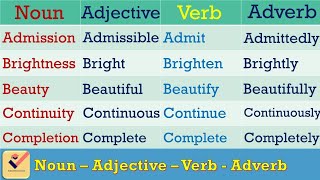 Noun-Adjective-Verb-Adverb : 200  Important words | Vocabulary | Interchange of Parts of Speech