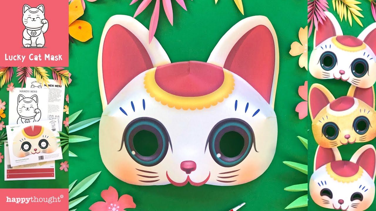 Maneki Neko mask templates. Be a cat! Meow • Happythought