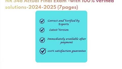 NR 546 Actual Final Exam -with 100% verified solutions-2024-2025