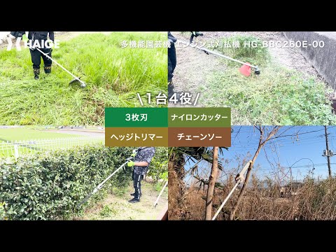 1台4役 多機能園芸機 エンジン式刈払機 セル付きエンジン HG-BBC260E