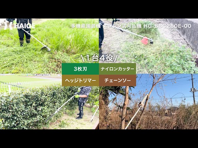 1台4役 多機能園芸機 エンジン式刈払機 セル付きエンジン HG-BBC260E