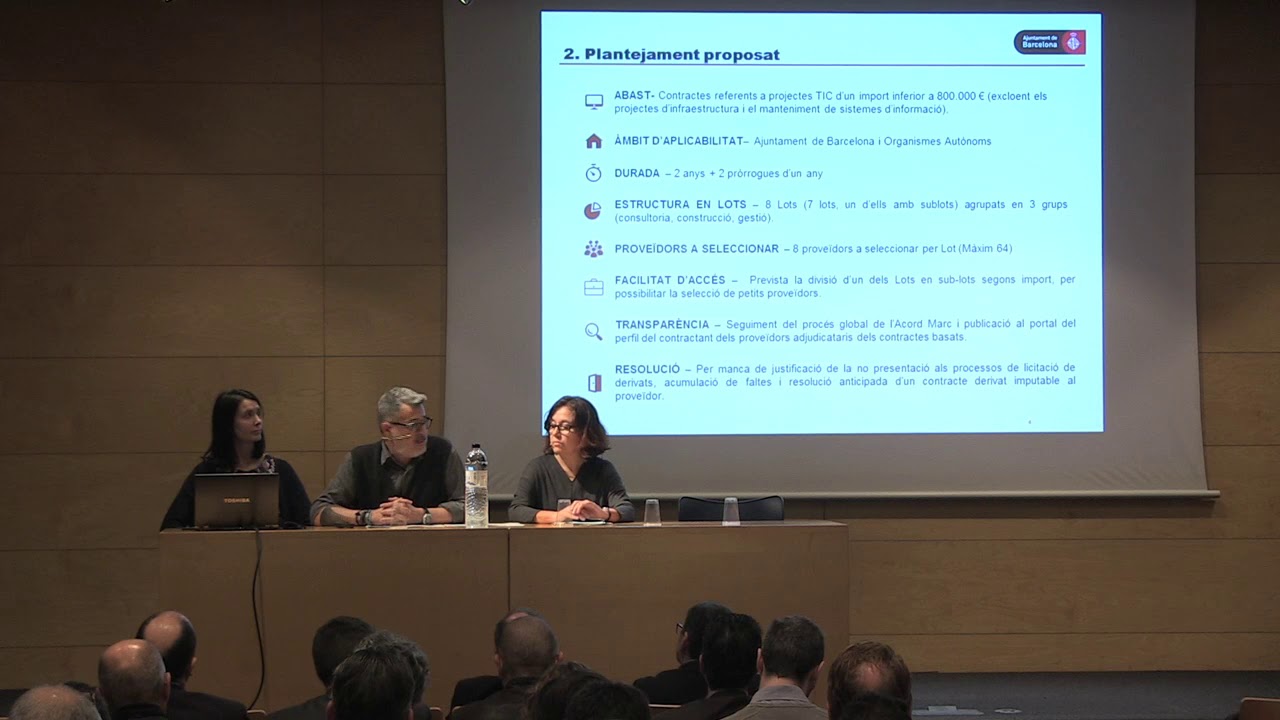 transparència amb Presentació del plec de l'acord marc de projectes TIC de l'Ajuntament de Barcelona