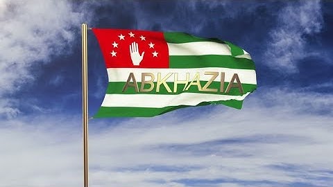 4K Abkhazia flag with title waving in the wind. Looping sun rises style. Animation loop Stock video