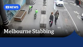 CCTV shows random stabbing attack in Melbourne's CBD | ABC NEWS