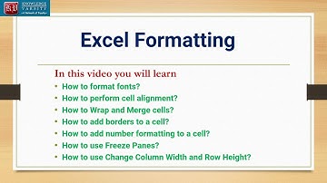 Excel Formatting(Format fonts, cell alignment, Wrap & Merge cells, Borders, Freeze panes)