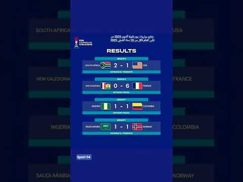 نتائج مباريات يوم 5 و 6 أكتوبر 2025 لكأس العالم لكرة القدم تحت 20 سنة شيلي 2025