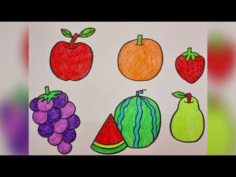 Tranh Tô Màu Hoa Quả Cho Bé - How to Draw Fruits. Cách vẽ Trái cây bốn mùa.