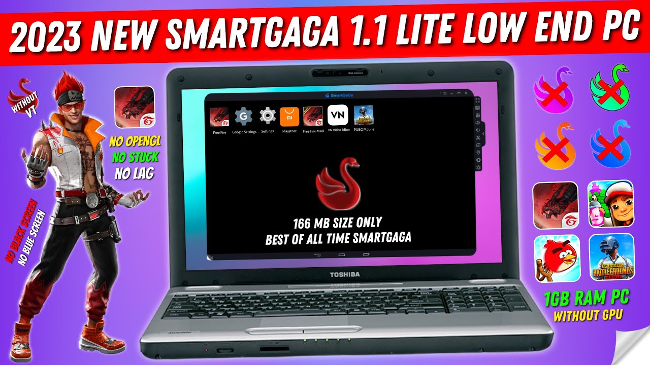 (2023) New Smartgaga 1.1 Lite Best Version For Free Fire 1GB Ram Low End PC Without Graphics Card