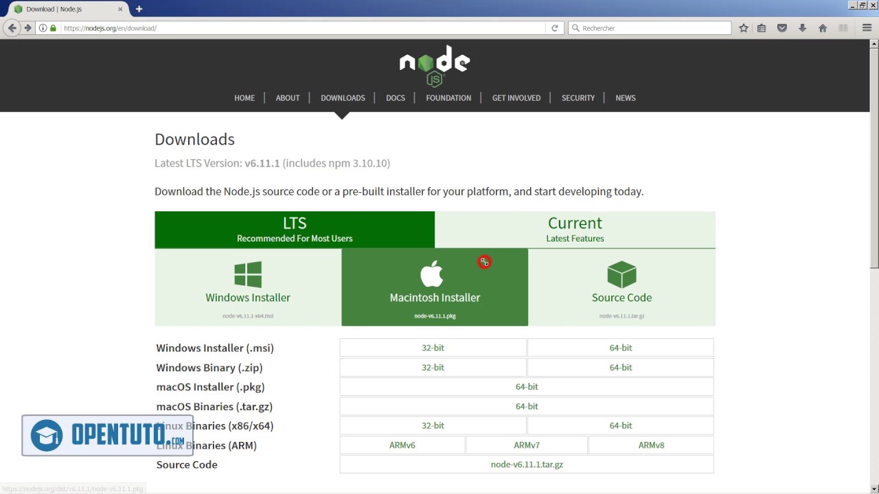 Installer node js sur windows youtube