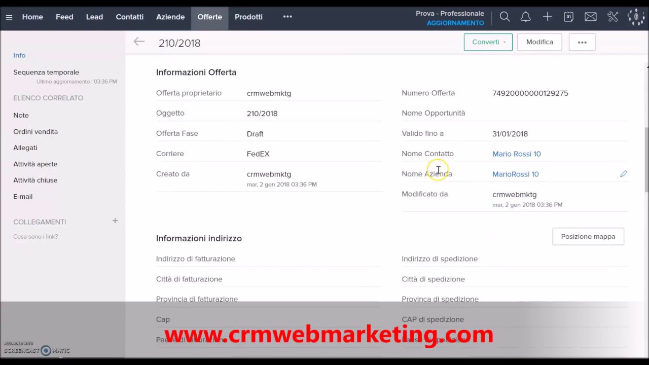 Zoho CRM tutorial - offerte - YouTube