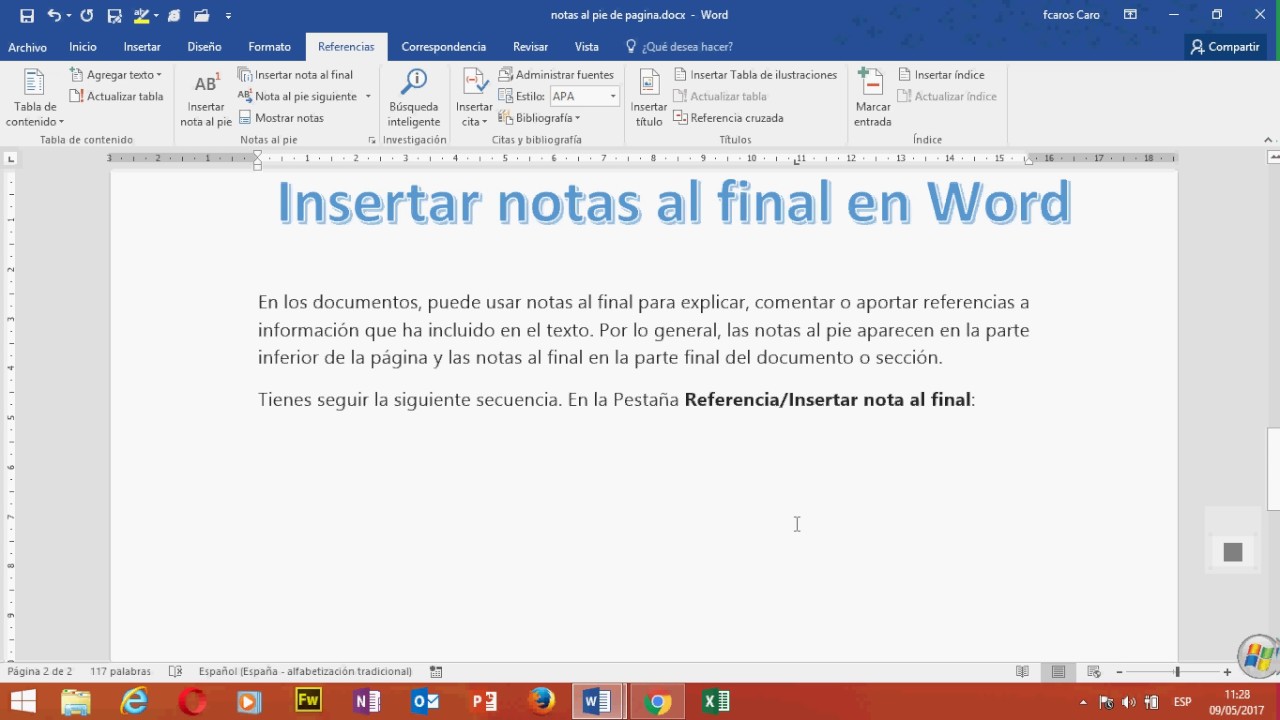 Como Poner Notas De Texto En Word