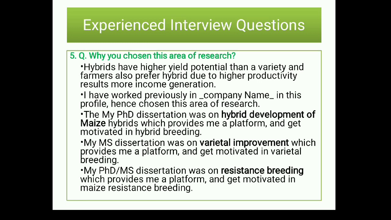Agriculture Job Interview Question for Experienced professional YouTube