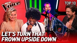 HAPPY & FUNNY Blind Auditions that make you SMILE on The Voice #2 | Top 10